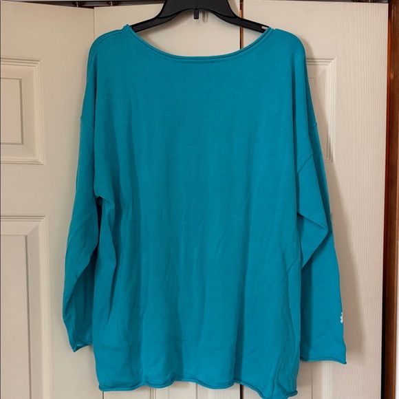 Belle by Kim Gravel Teal Palm Tree Sweater - Picture 3 of 7